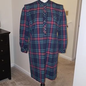 VINTAGE POWER SHOULDER PLAID  DRESS